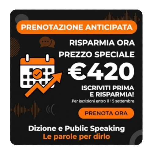 Corso di dizione a Perugia, prezzo speciale acquisto anticipato